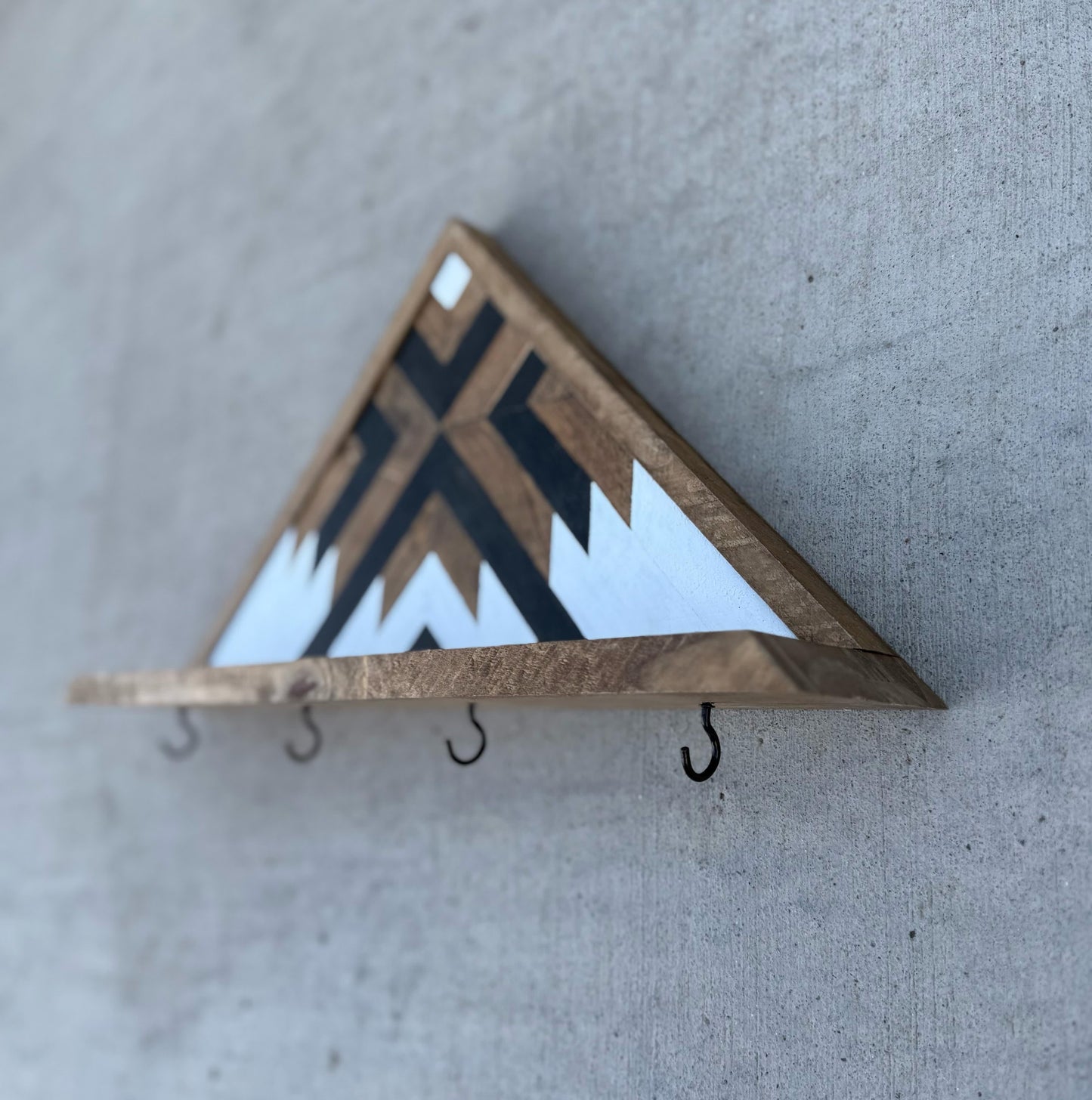 Personalized Wooden Key Holder, Custom Family Key Hanger, Wood Key Rack, Wooden Hooks, Decorative Wall Coat Hooks, Wall Mount, Geometric