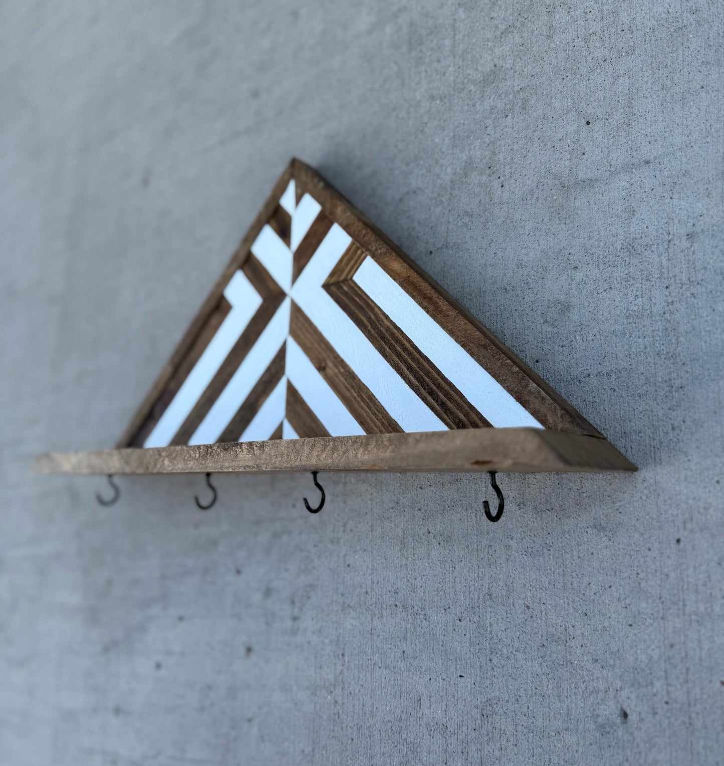 Personalized Wooden Key Holder, Custom Family Key Hanger, Wood Key Rack, Wooden Hooks, Decorative Wall Coat Hooks, Wall Mount, Geometric