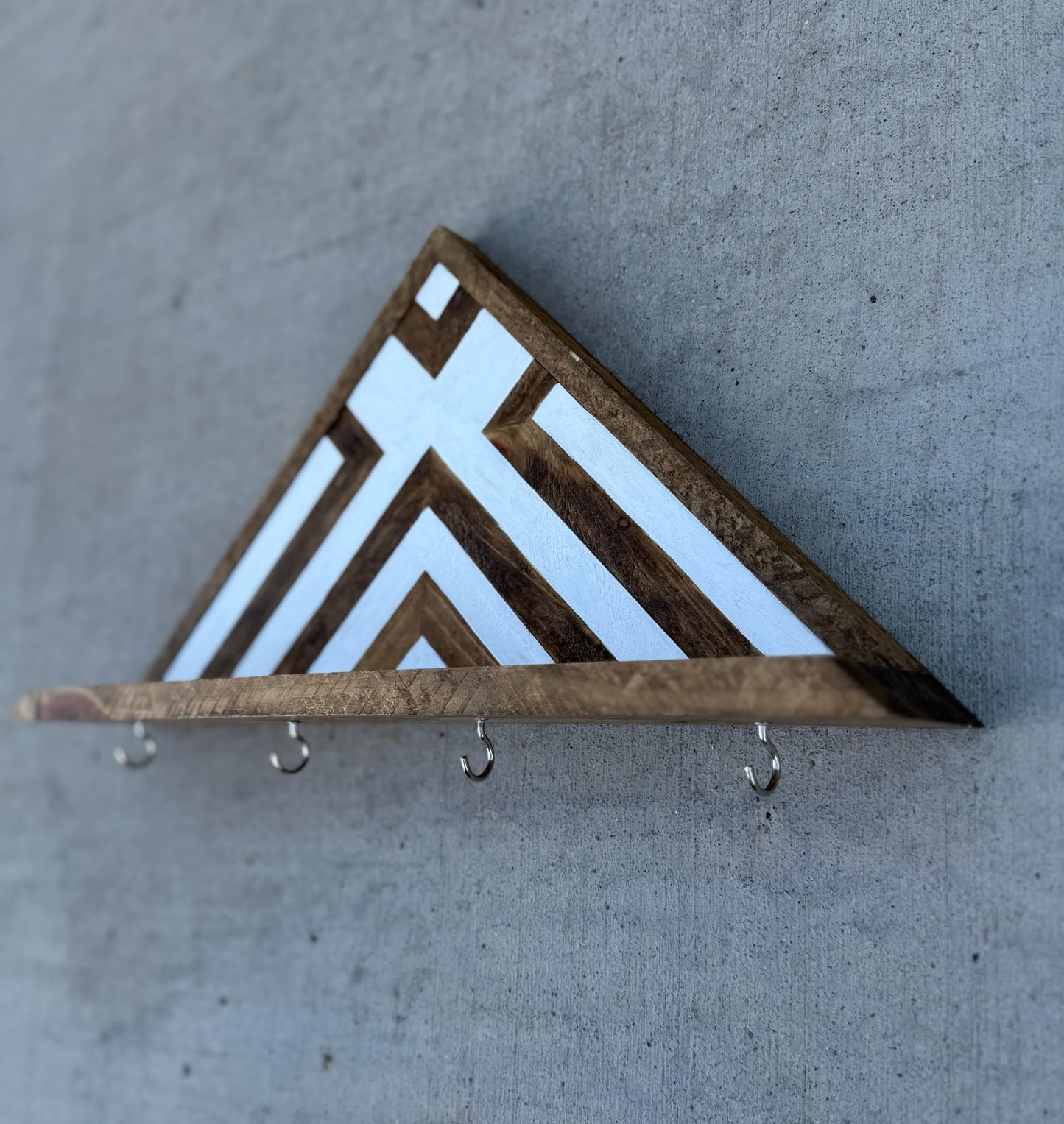 Personalized Wooden Key Holder, Custom Family Key Hanger, Wood Key Rack, Wooden Hooks, Decorative Wall Coat Hooks, Wall Mount, Geometric