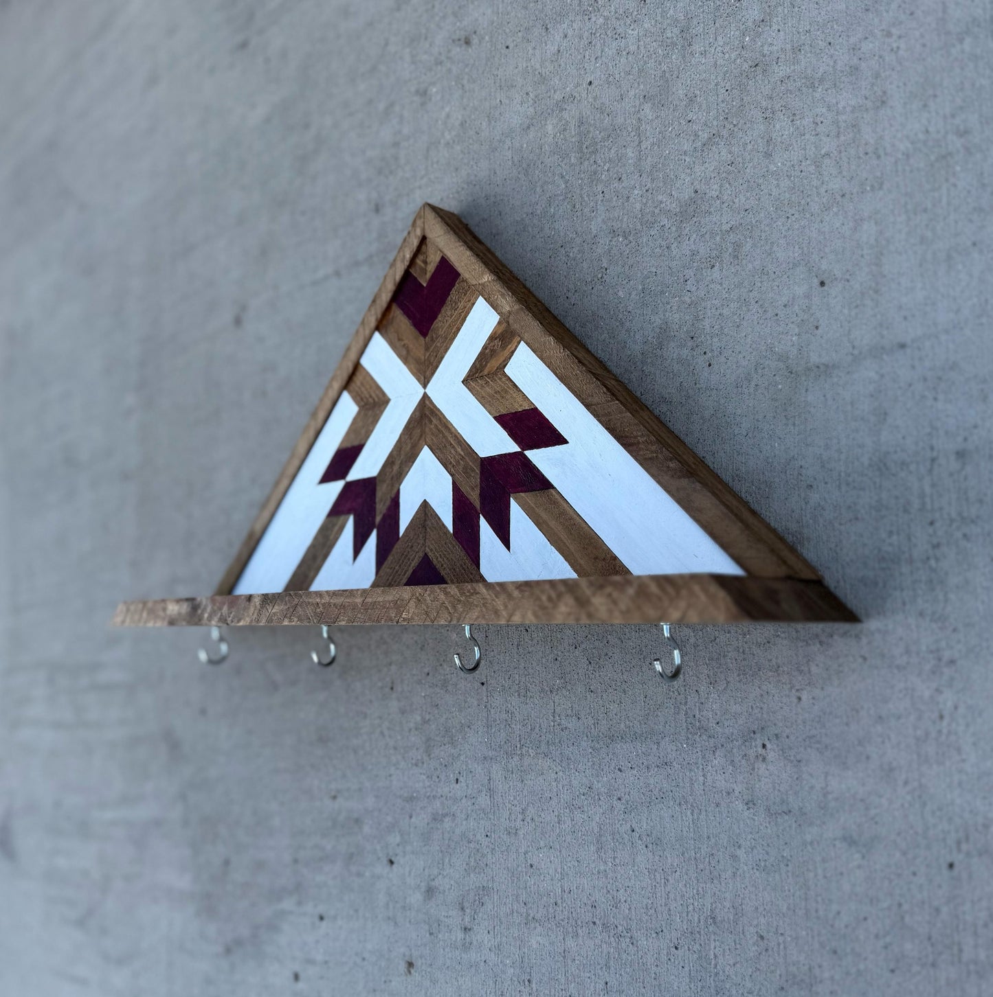 Personalized Wooden Key Holder, Custom Family Key Hanger, Wood Key Rack, Wooden Hooks, Decorative Wall Coat Hooks, Wall Mount, Geometric