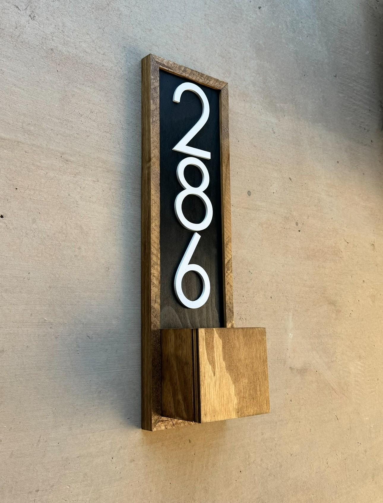 House Number Planter Sign , Vertical Address Numbers, House Number Plaque, Modern Address Sign, Wooden Address Plaque, Custom Address Sign