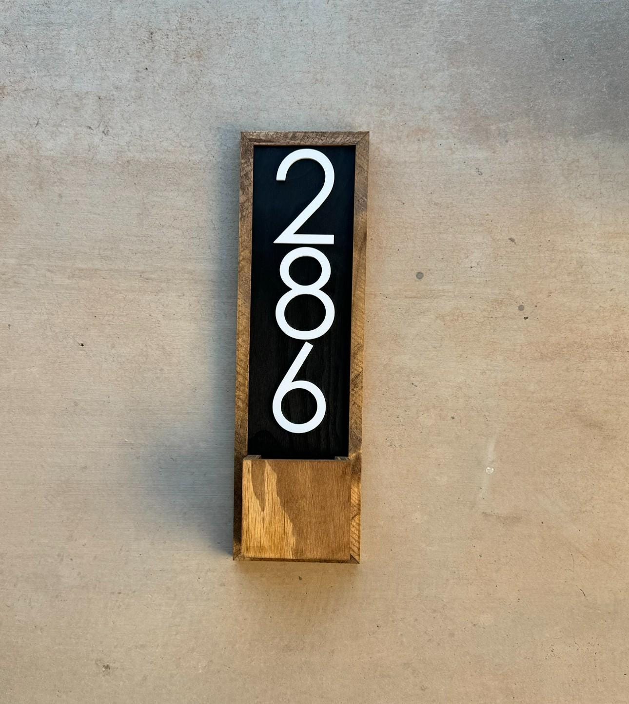 House Number Planter Sign , Vertical Address Numbers, House Number Plaque, Modern Address Sign, Wooden Address Plaque, Custom Address Sign
