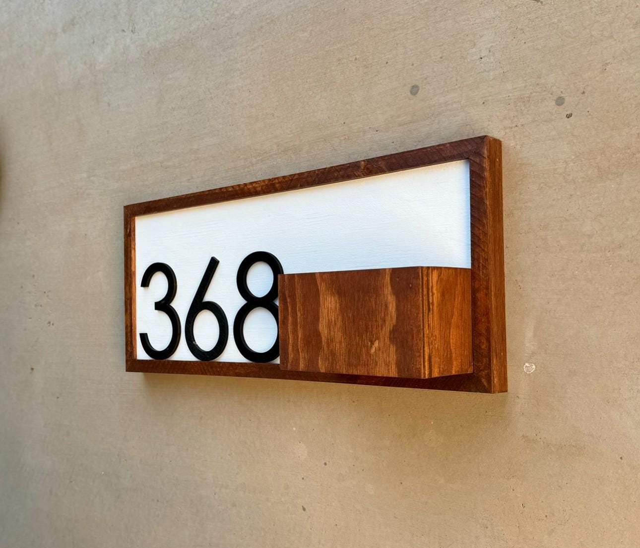 House Number Planter Sign , Vertical Address Numbers, House Number Plaque, Modern Address Sign, Wooden Address Plaque, Custom Address Sign