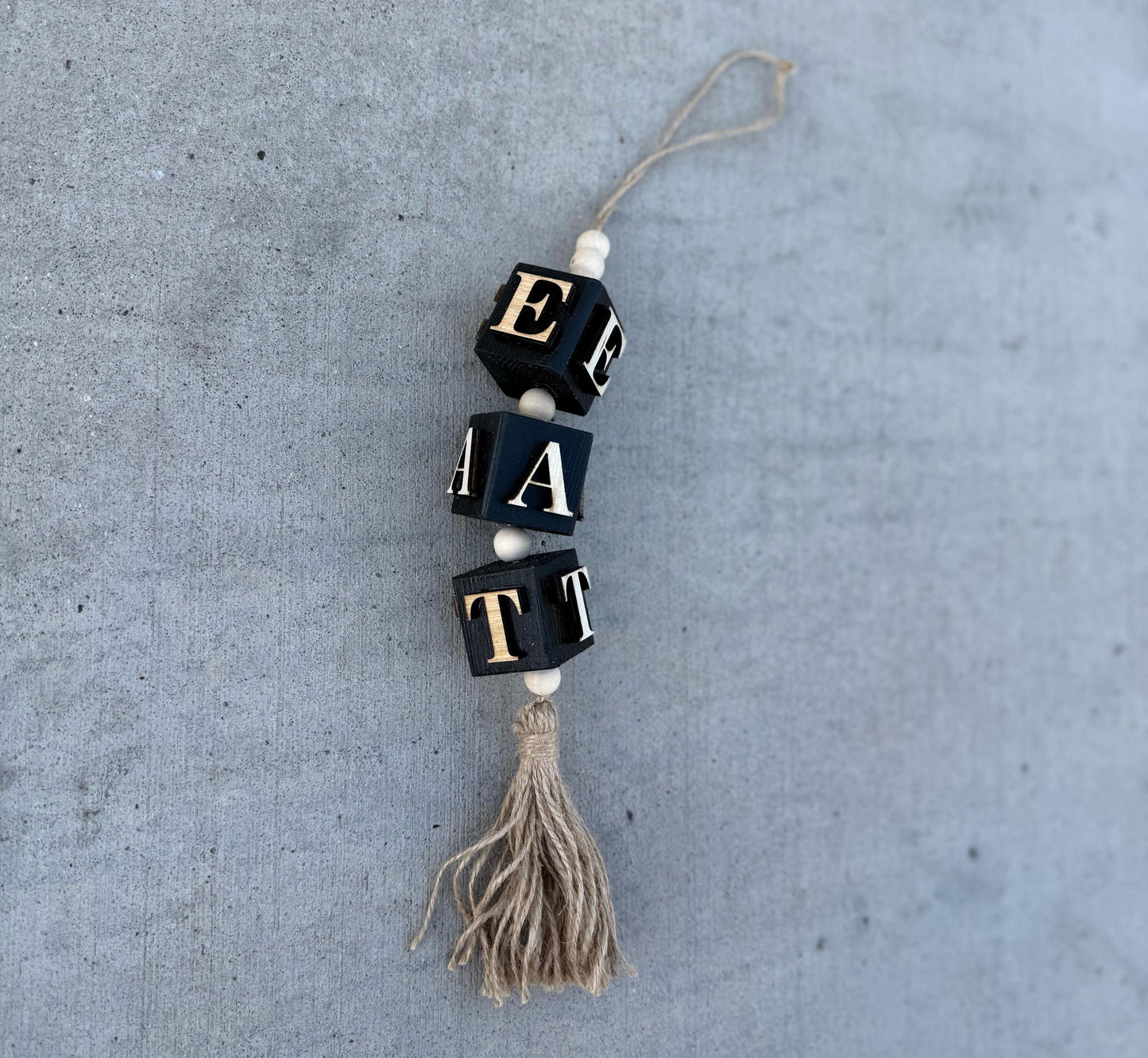 Rustic “EAT” Wood Bead Garland/Handmade Kitchen Wall Decor/Farmhouse Kitchen Decor/ Handmade Kitchen Bead Garland/Wood Block Garland