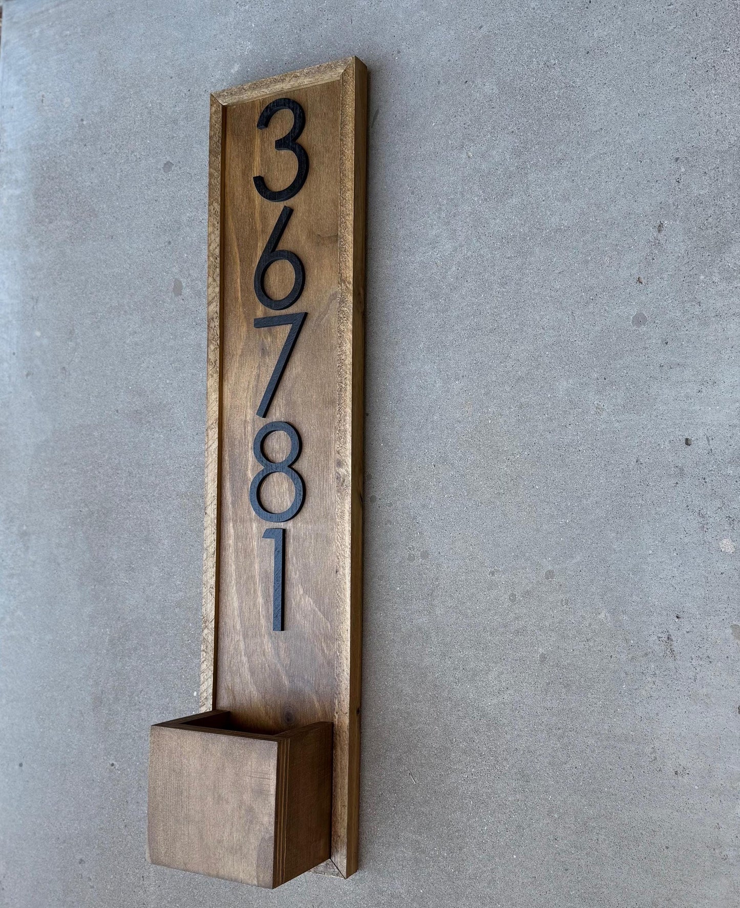 House Number Planter Sign , Vertical Address Numbers, House Number Plaque, Modern Address Sign, Wooden Address Plaque, Custom Address Sign