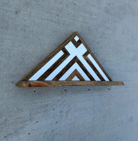 Personalized Wooden Key Holder, Custom Family Key Hanger, Wood Key Rack, Wooden Hooks, Decorative Wall Coat Hooks, Wall Mount, Geometric