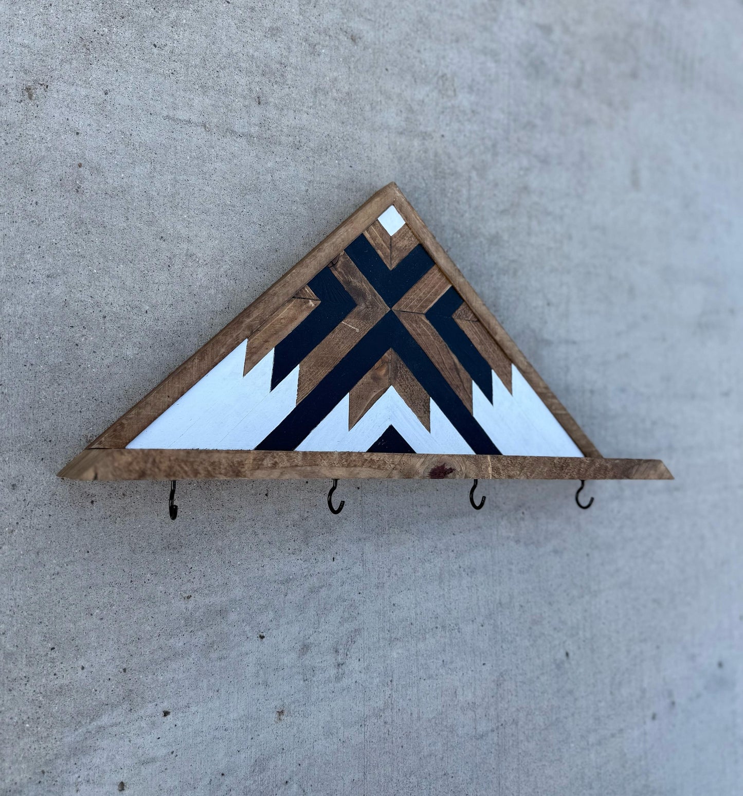 Personalized Wooden Key Holder, Custom Family Key Hanger, Wood Key Rack, Wooden Hooks, Decorative Wall Coat Hooks, Wall Mount, Geometric