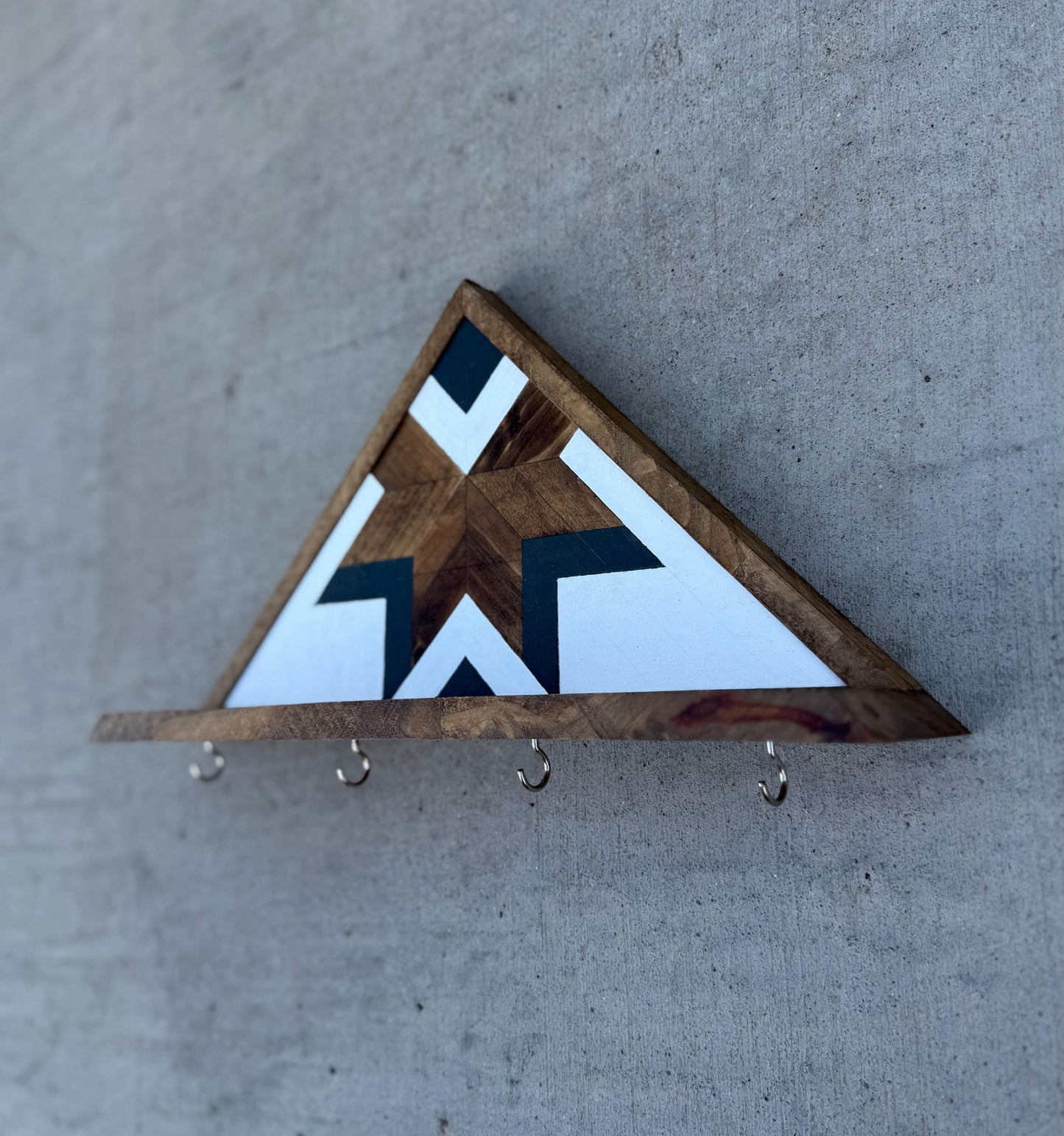 Personalized Wooden Key Holder, Custom Family Key Hanger, Wood Key Rack, Wooden Hooks, Decorative Wall Coat Hooks, Wall Mount, Geometric