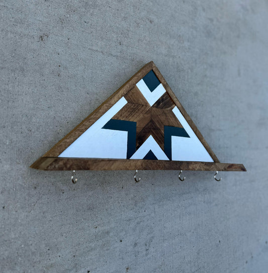 Personalized Wooden Key Holder, Custom Family Key Hanger, Wood Key Rack, Wooden Hooks, Decorative Wall Coat Hooks, Wall Mount, Geometric
