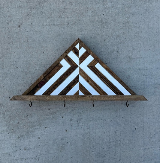Personalized Wooden Key Holder, Custom Family Key Hanger, Wood Key Rack, Wooden Hooks, Decorative Wall Coat Hooks, Wall Mount, Geometric