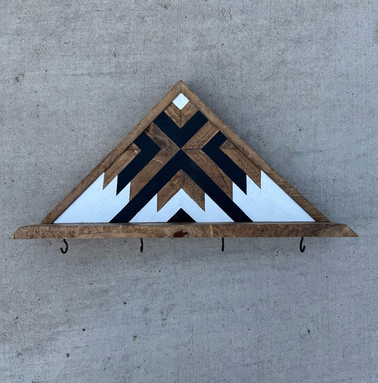 Personalized Wooden Key Holder, Custom Family Key Hanger, Wood Key Rack, Wooden Hooks, Decorative Wall Coat Hooks, Wall Mount, Geometric