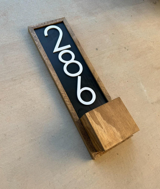 House Number Planter Sign , Vertical Address Numbers, House Number Plaque, Modern Address Sign, Wooden Address Plaque, Custom Address Sign