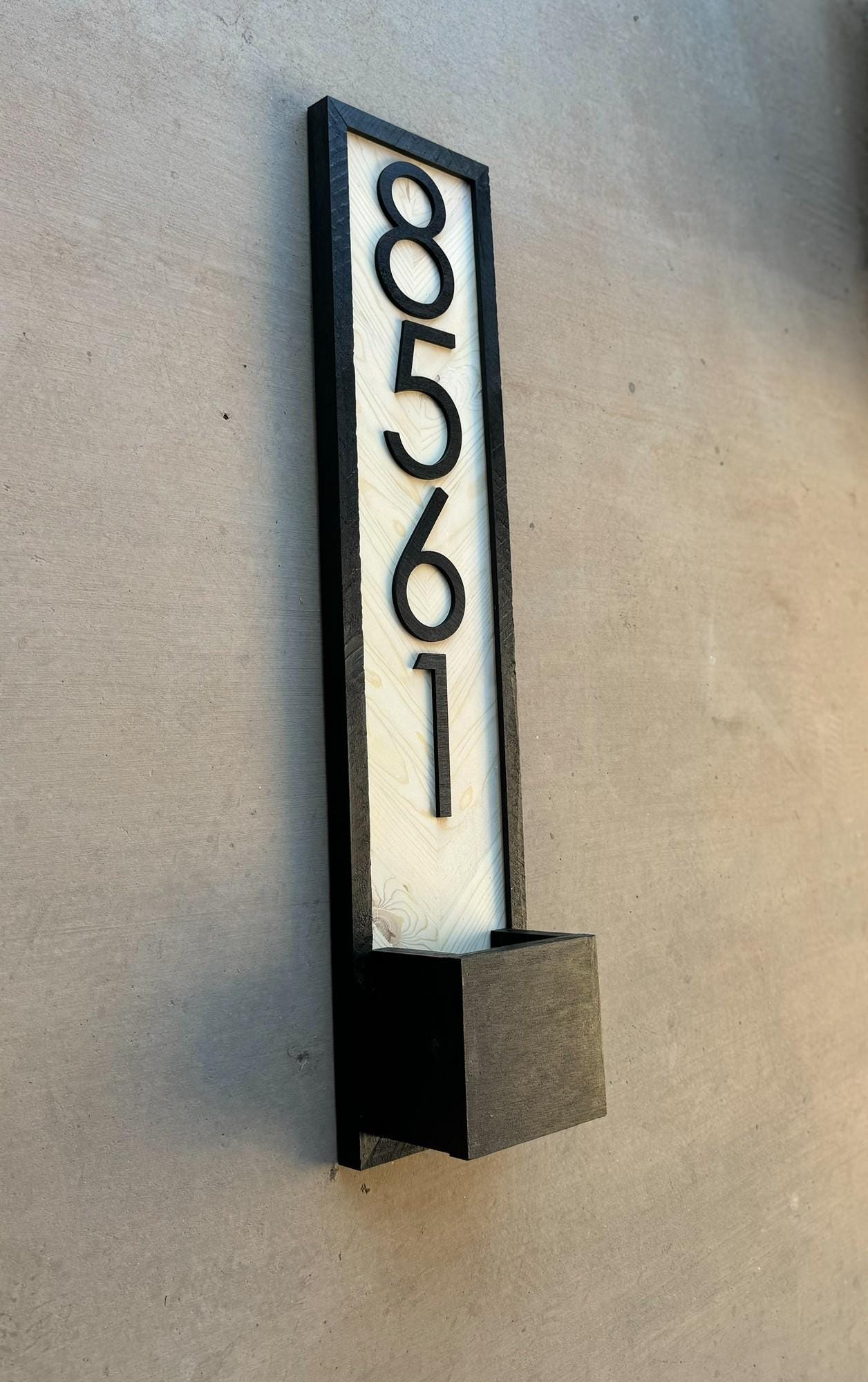 House Number Planter Sign , Vertical Address Numbers, House Number Plaque, Modern Address Sign, Wooden Address Plaque, Custom Address Sign