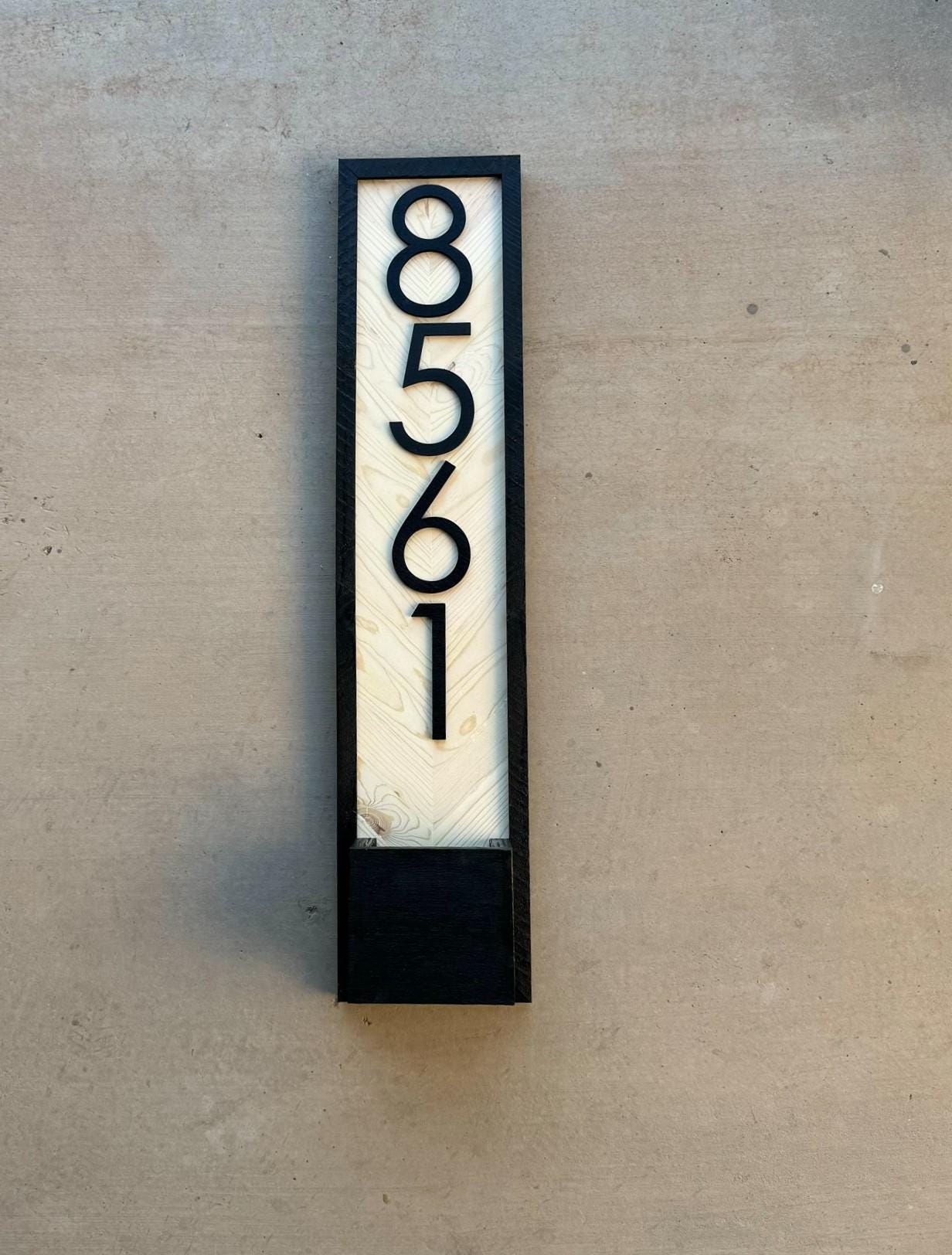 House Number Planter Sign , Vertical Address Numbers, House Number Plaque, Modern Address Sign, Wooden Address Plaque, Custom Address Sign