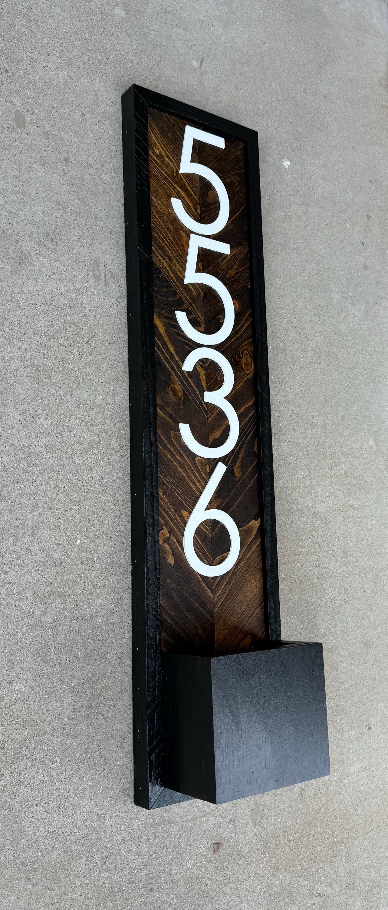 House Number Planter Sign , Vertical Address Numbers, House Number Plaque, Modern Address Sign, Wooden Address Plaque, Custom Address Sign