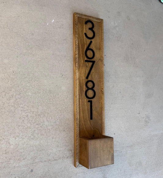 House Number Planter Sign , Vertical Address Numbers, House Number Plaque, Modern Address Sign, Wooden Address Plaque, Custom Address Sign